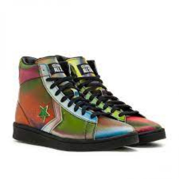 NIB Converse Pro Leather Iridescent Mid Black/Mult - Picture 13 of 14